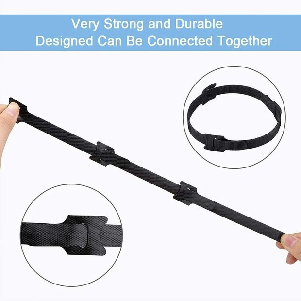100x Cable Straps Black Wire Cord Hook LoopTies Reusable Fastening Organizer US