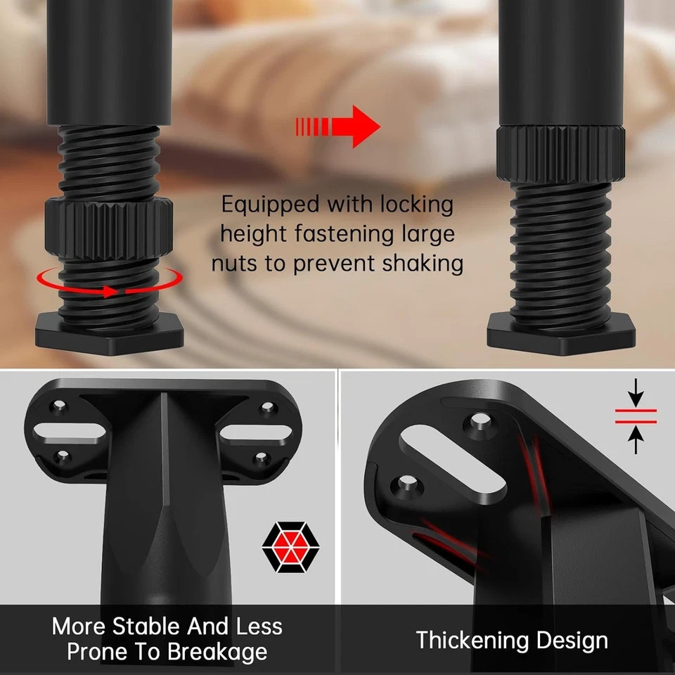 4PCS Adjustable Bed Frame Support Legs (5.1"-8.3"), Frame Center Slats Heavy Sup