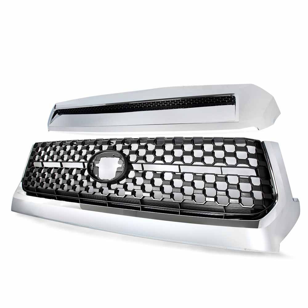 Fits Toyota Tundra 2014-2021 Front Bumper Grille & Upper Hood Bulge Molding Trim