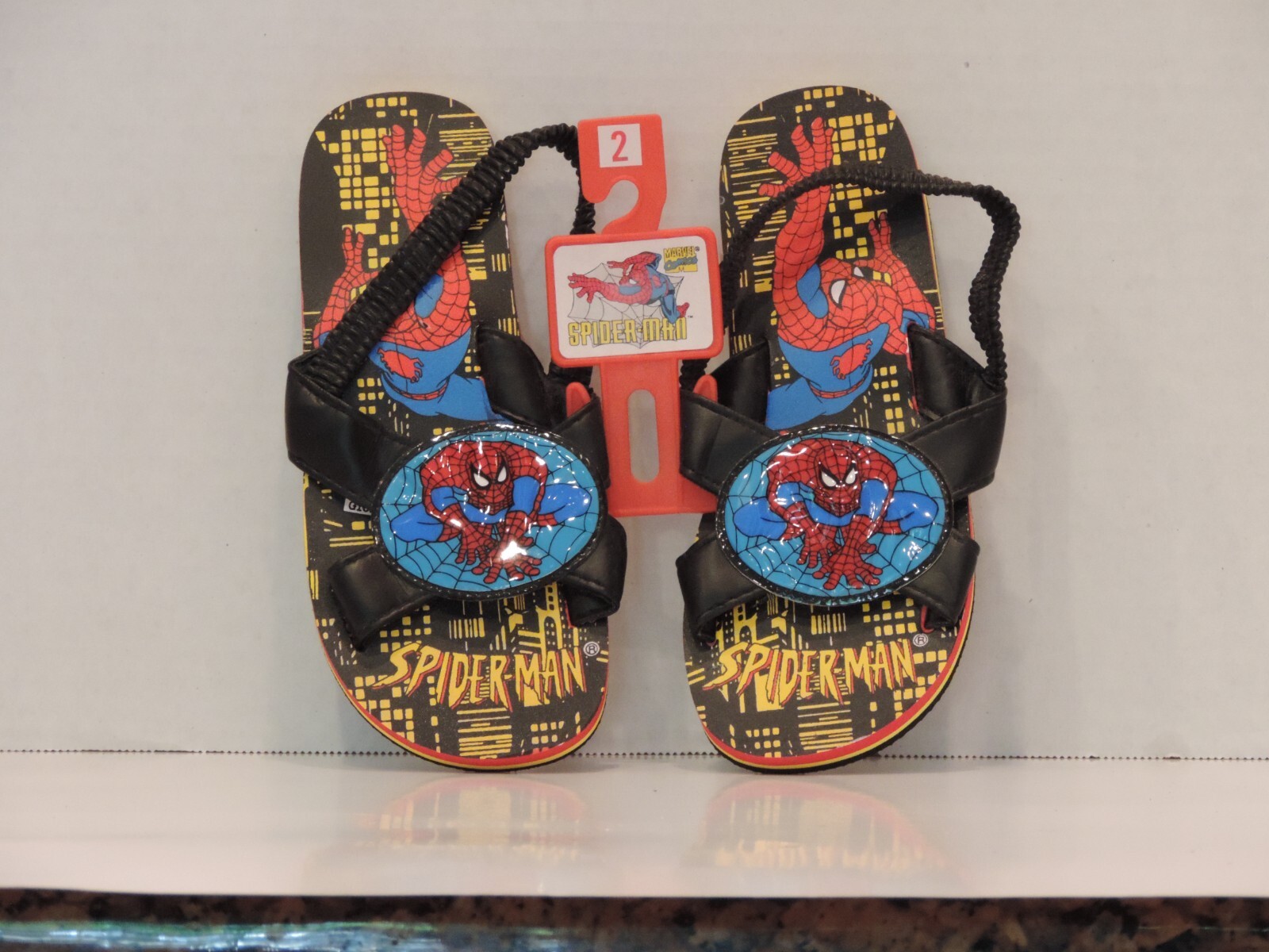 Spider-man Flip Flops Black Kids Size 2 1995
