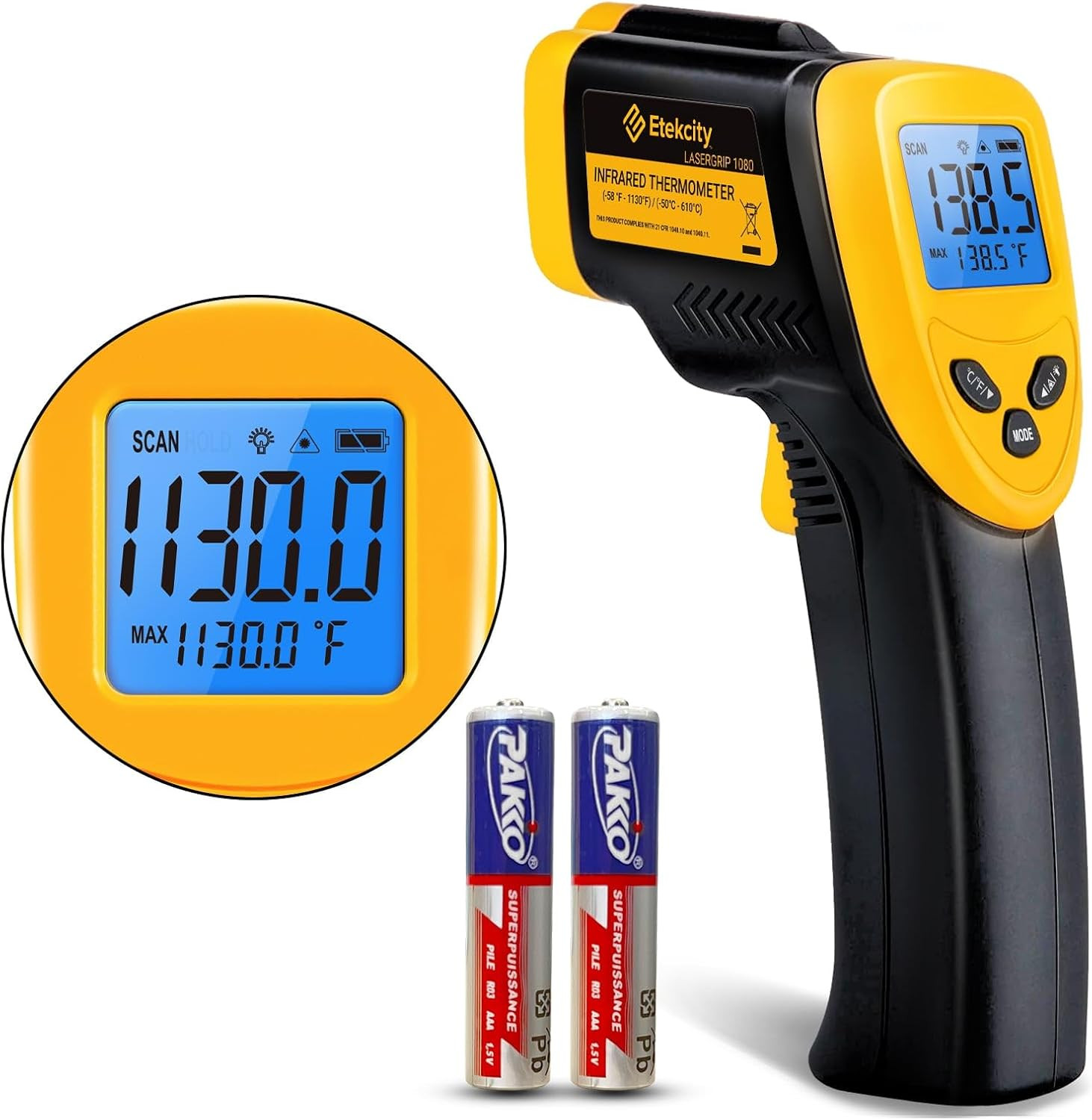 Infrared Thermometer Temperature Shooter 1080,-58°F to 1130°F for Food Pizza Ove
