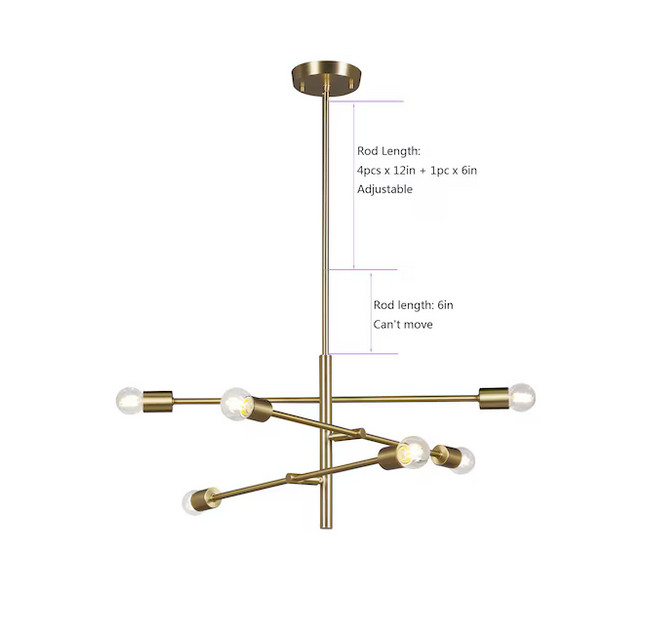 Origin 21 Shaye 6 -Light Brushed Gold Steel Chandelier (Brushed gold)
