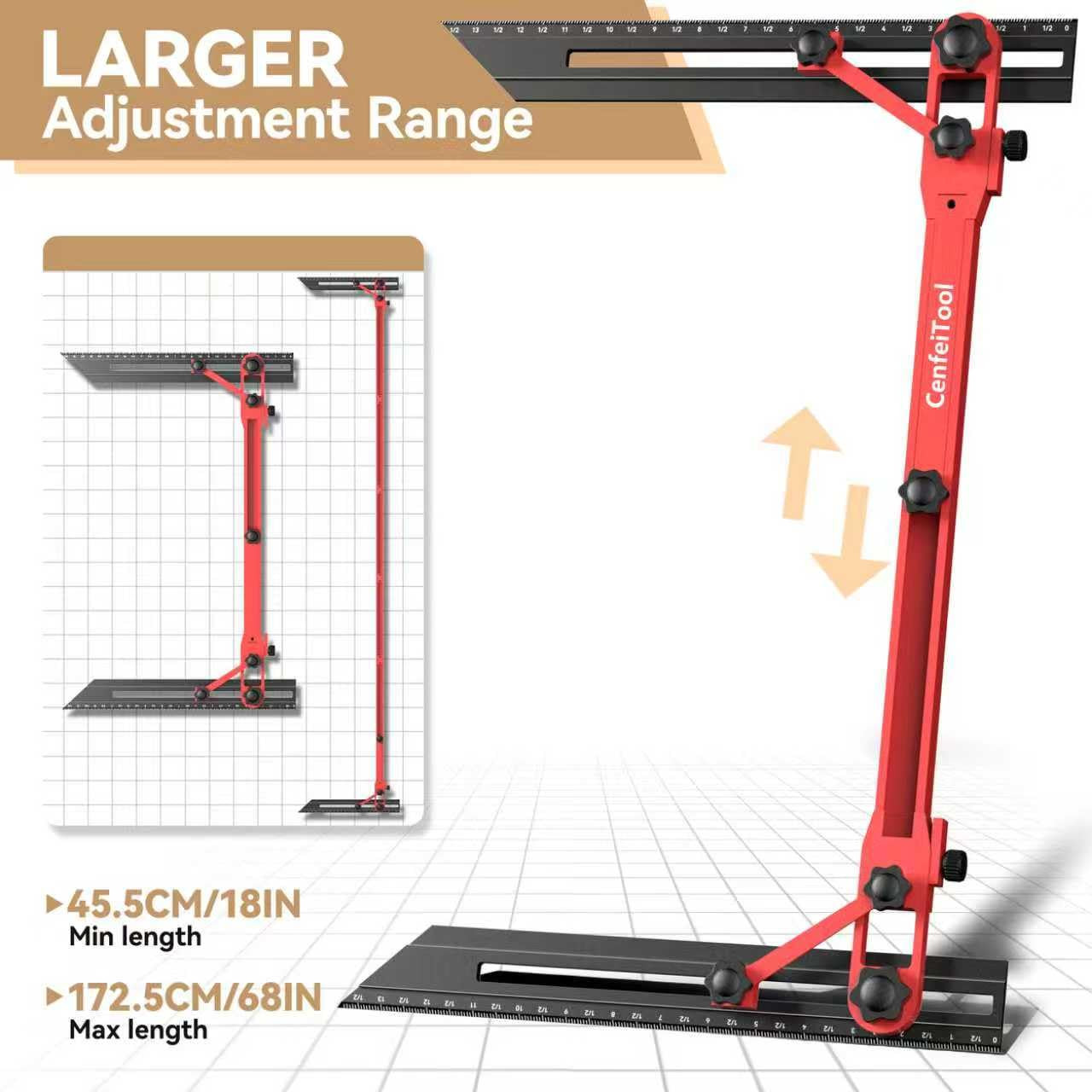 72" Adjustable Stair Tread Template Jig Tool