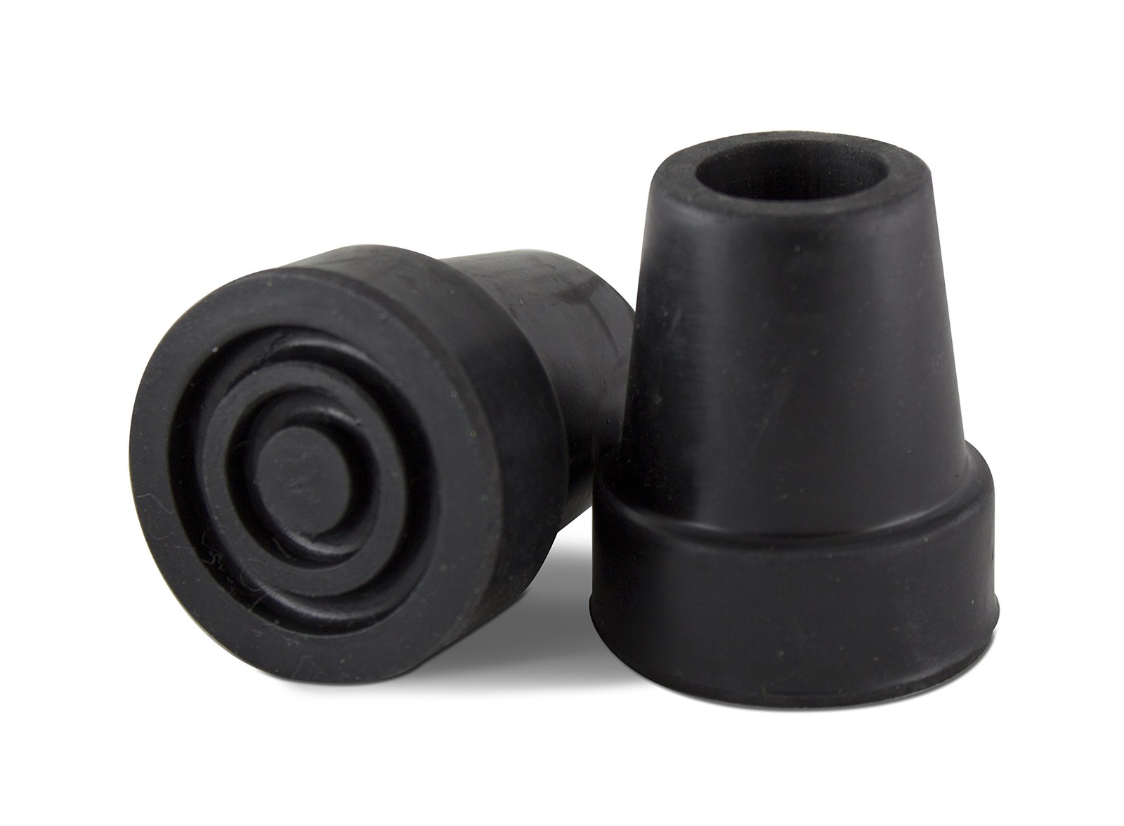 Essential Medical Supply Replacement Rubber Cane Tips with Metal 3/4", Black