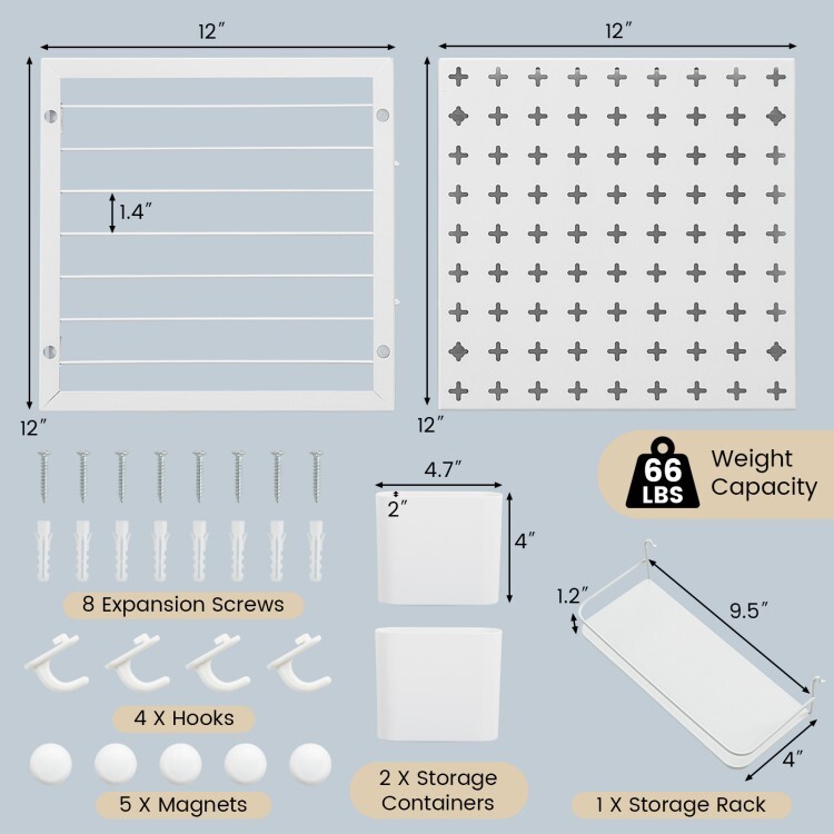 Pegboard Hooks Combination Set Storage Organizer Wall With 0.6" Thickened Panel