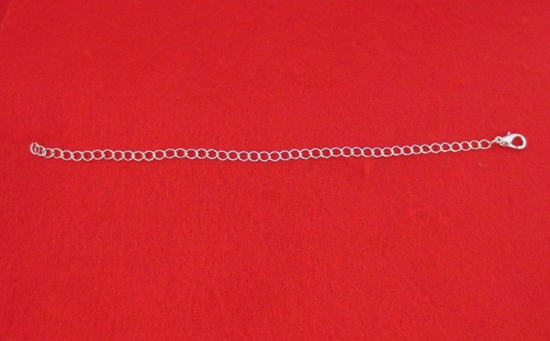 7 INCH 14KT WHITE GOLD PLATED 4MM NECKLACE EXTENDER WITH 12MM LOBSTER CLAW CLASP