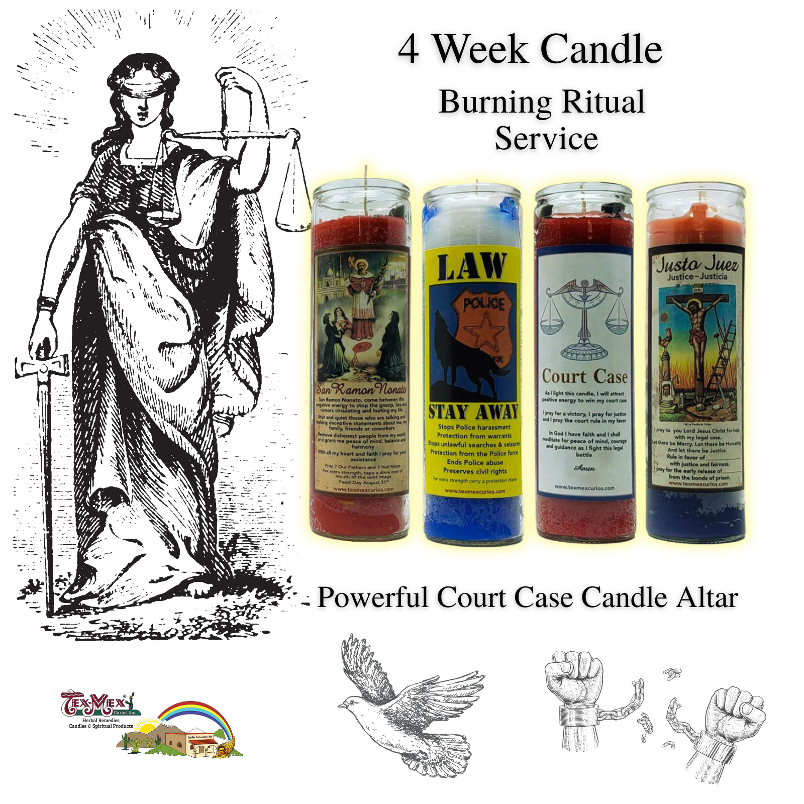 Court Case Candle Altar Service ~ 4 Week Candle Ritual ~ Velación Espiritual
