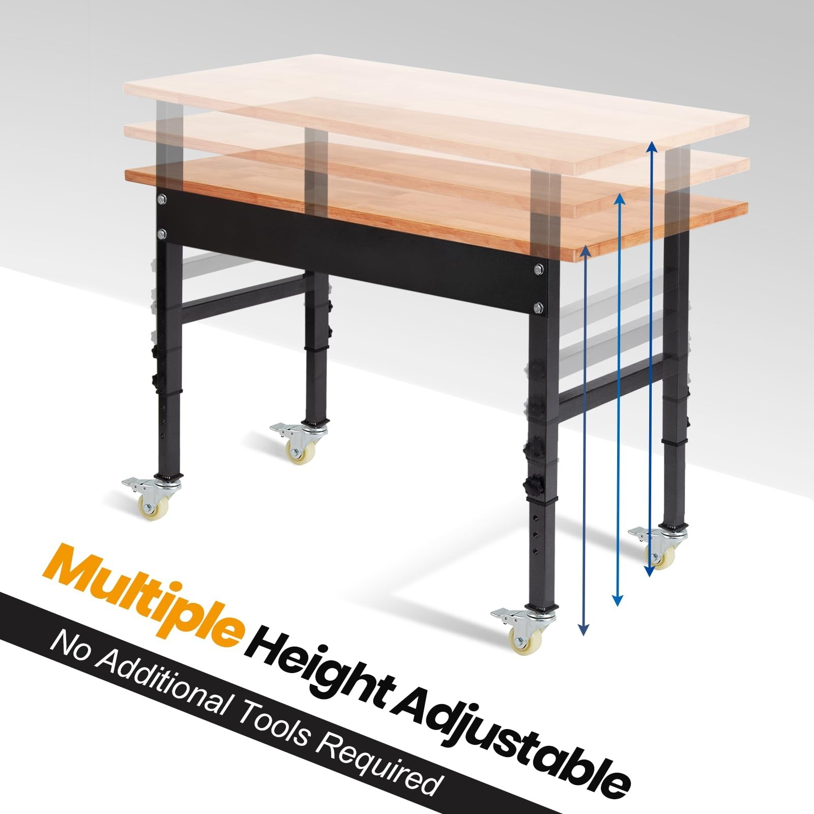 48"x 24" Adjustable Work Bench, Workbench Heavy-Duty Work Table for Garage