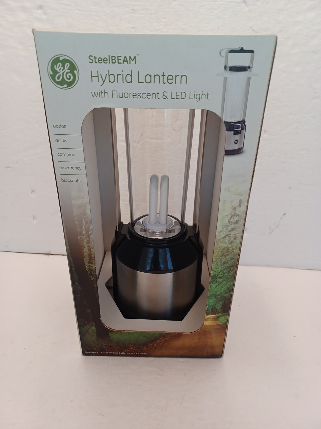 GE Steelbeam Hybrid Lantern Fluorescent & LED Light Weather Resistant Hanging