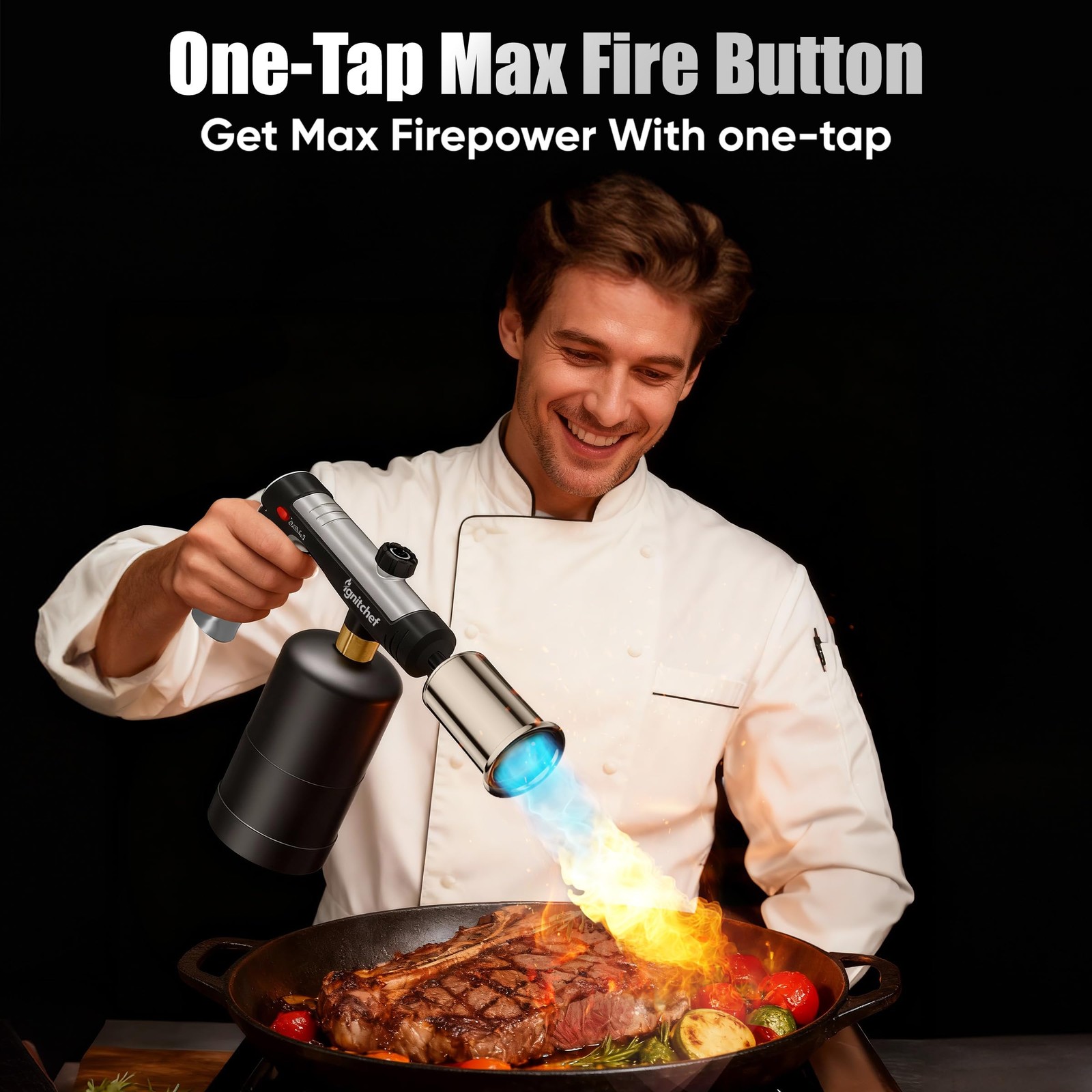 Propane Torch Gun, Adjustable Flame & Safety Lock, BBQ/Camping