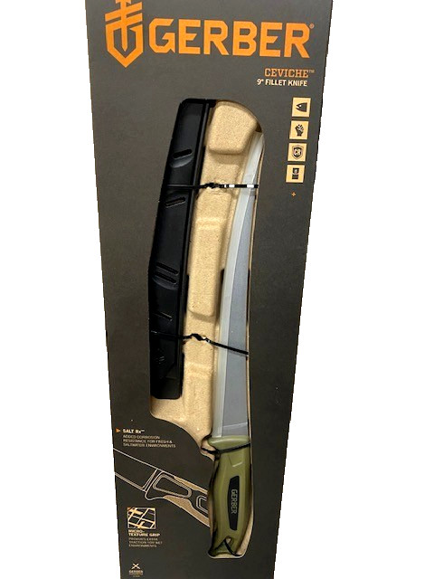 Gerber Ceviche Fillet Knife 9" Stainless Steel Blade Saltwater Fishing w/ Sheath
