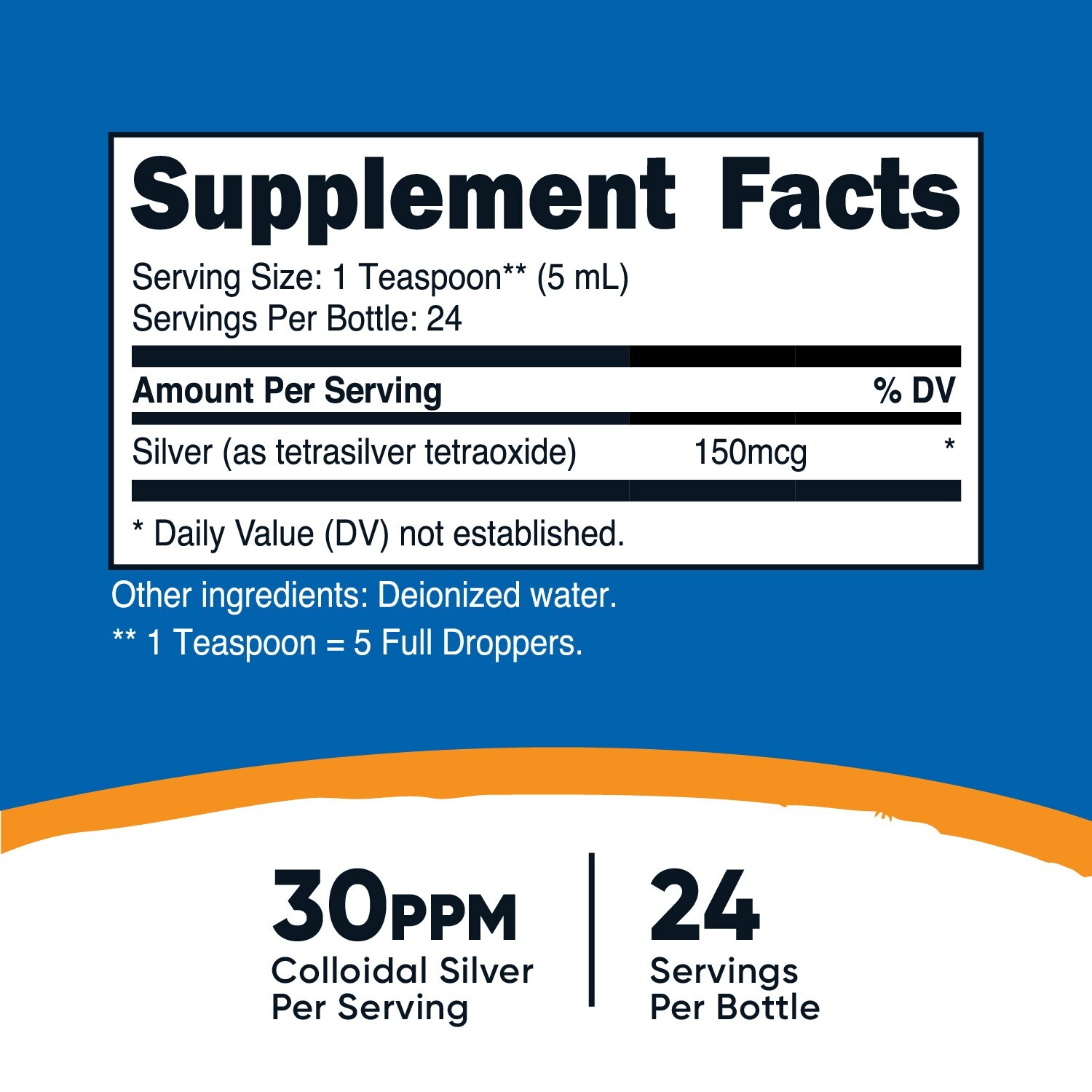 Nutricost Colloidal Silver 4oz 30PPM - Cobalt Blue Glass Bottles, Bio-Active