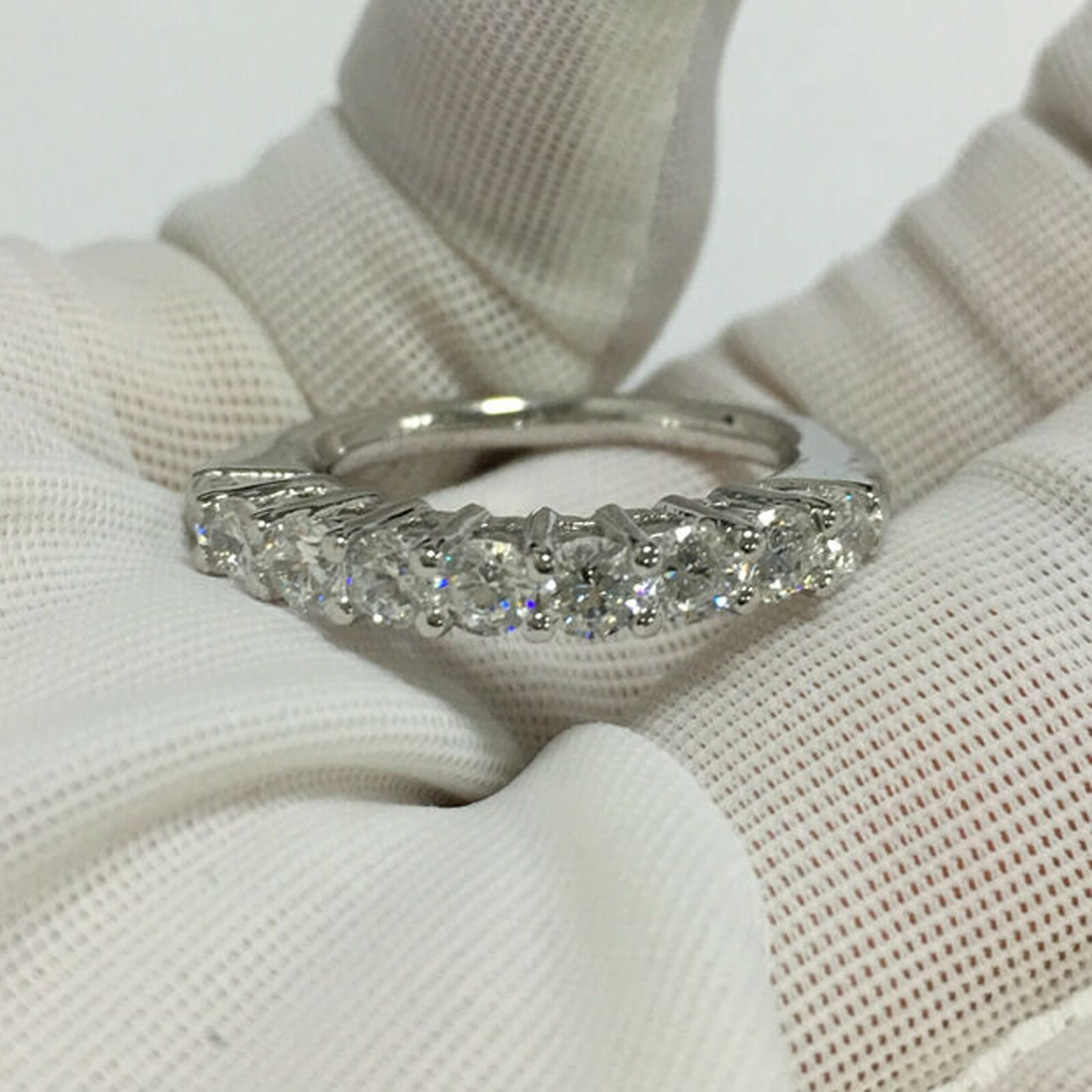 2ct Real Moissanite Solitaire Ring 14K White Gold Plated Women's Wedding Band