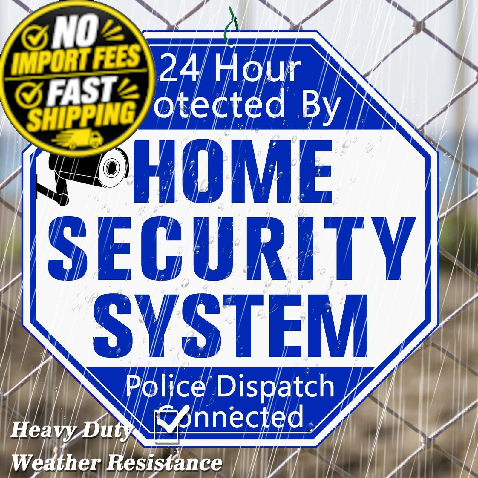 Uflashmi Home Security System Signs for Yard, Yard 10"x 28", blue