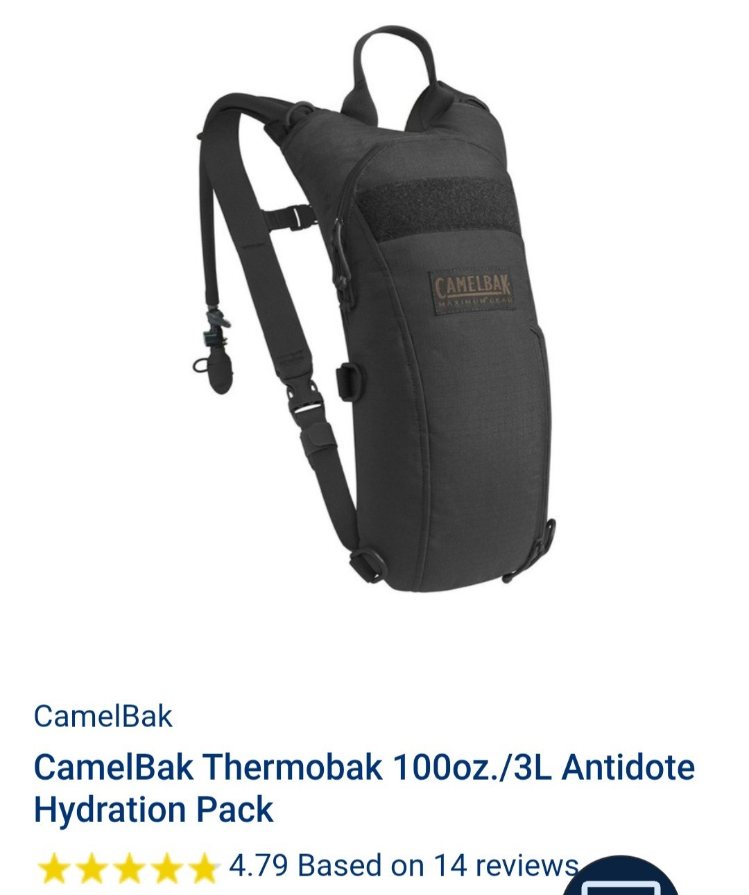 CamelBak Maximum Gear ThermoBak 3L Hydration Pack Black Tactical 100oz Pristine