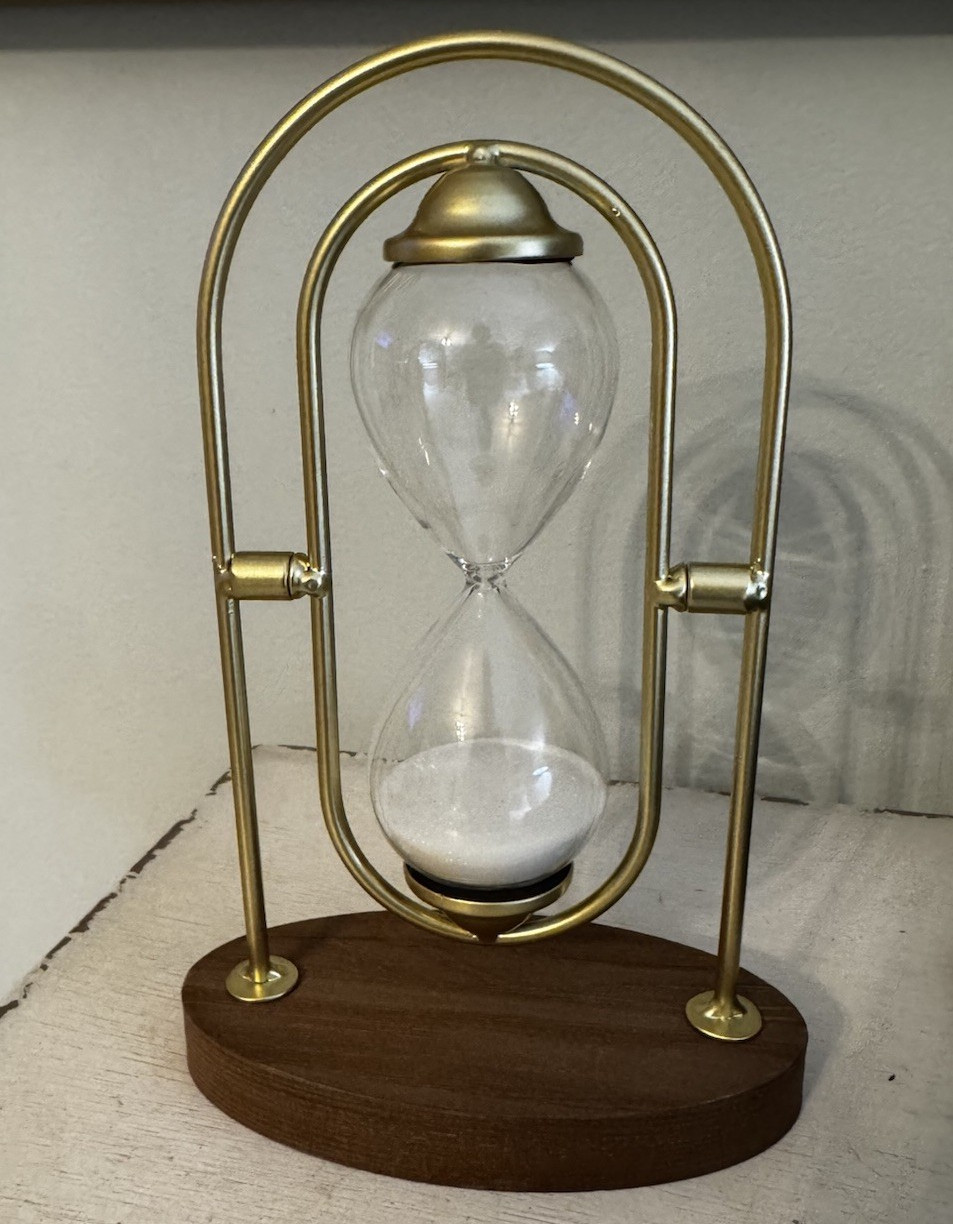 Brass Spinning Hourglass Sand Timer Wood 6” Base Nautical Decor 2 Minute Timer