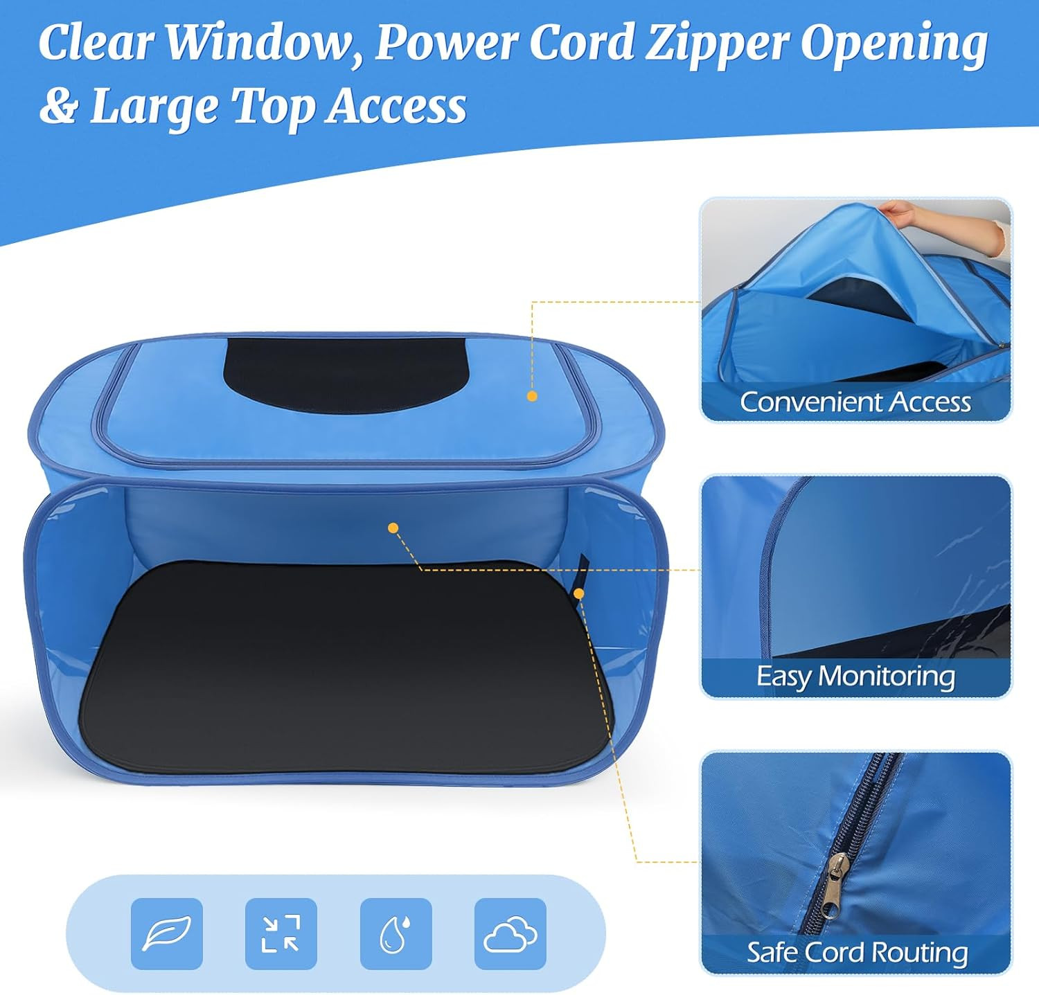Chicken Brooder Box for Chicks, Pop Up Chick Brooder Kit with Clear Window, Wate