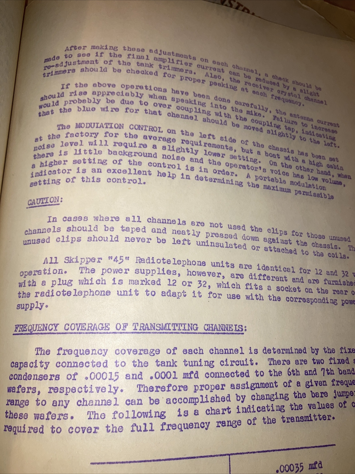 Marine Radio Telephone SKIPPER “45” Instructions Fisher Research Laboratory Inc