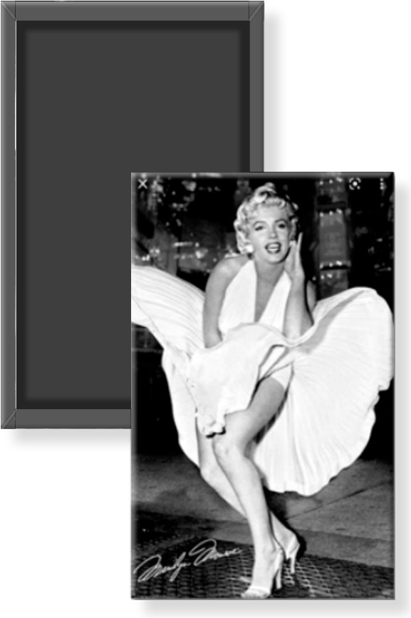 Marilyn Monroe 1954 White Dress Blowing Up B & W Image Refrigerator Magnet 2 x 3
