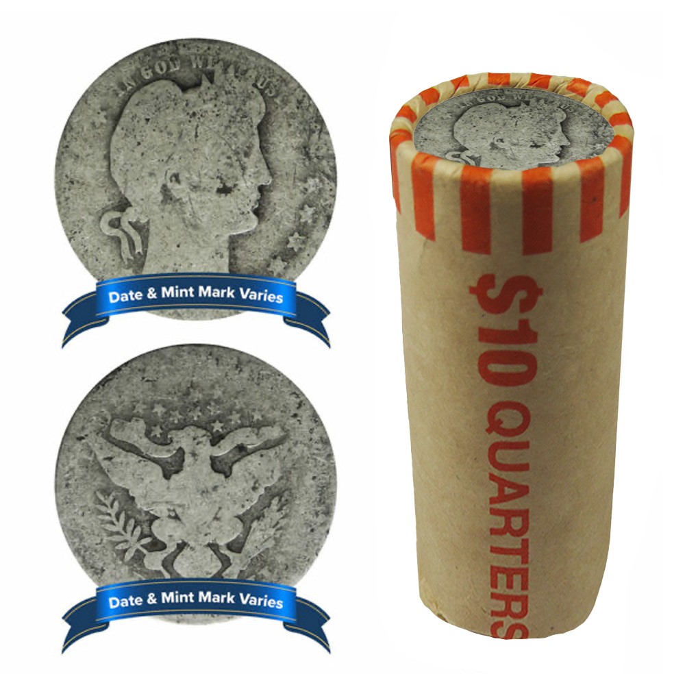 Roll of 40 - $10 Face Value Cull 90% Barber Quarters