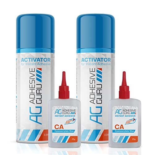 Adhesive Guru CA Glue with Activator (2X 0.9 oz-2 2 Pack Ca Glue with Activator