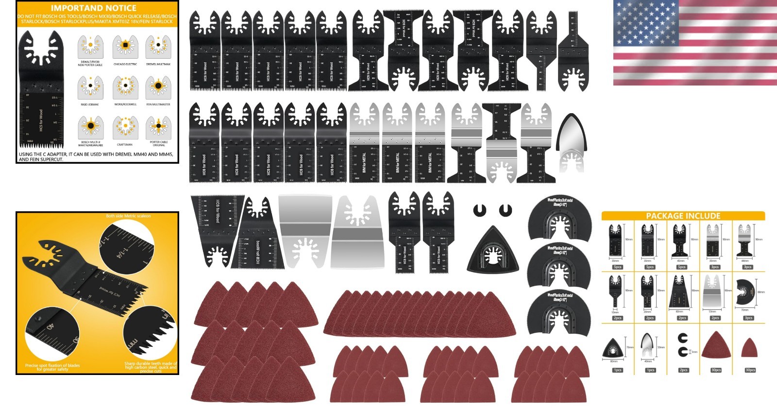 Professional 96-Pack Multi-Tool Blades - Carbide, Quick-Release & User-Friendly