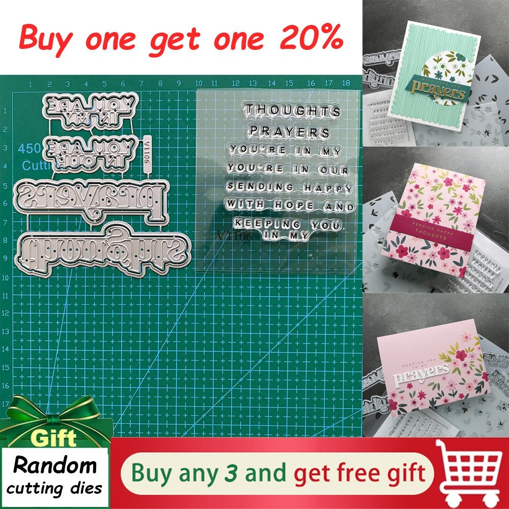 Thoughts and Prayers Cutting Dies&Stamps Sets,Scrapbooking Paper Card Embossing