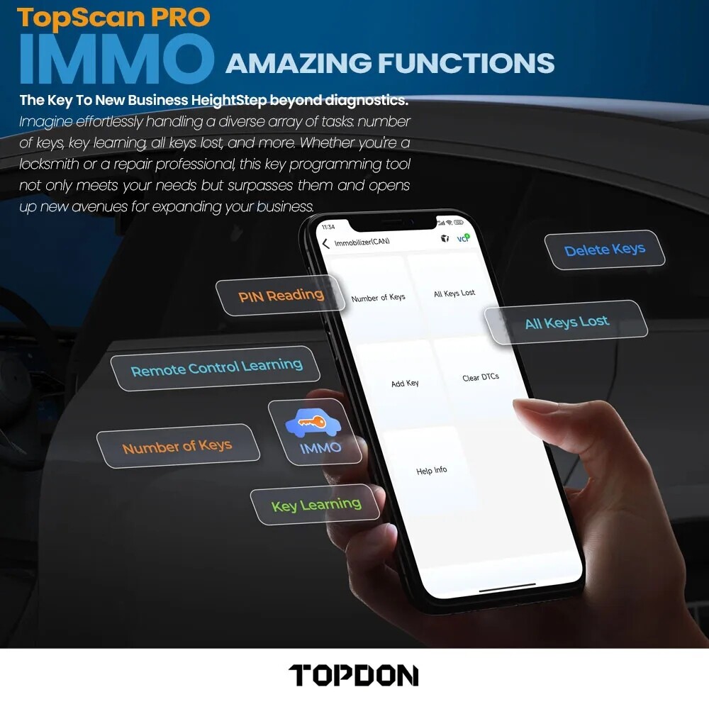 TOPDON Topscan PRO Bidirectional Bluetooth OBD2 Scanner IMMO Key Programmer Auto