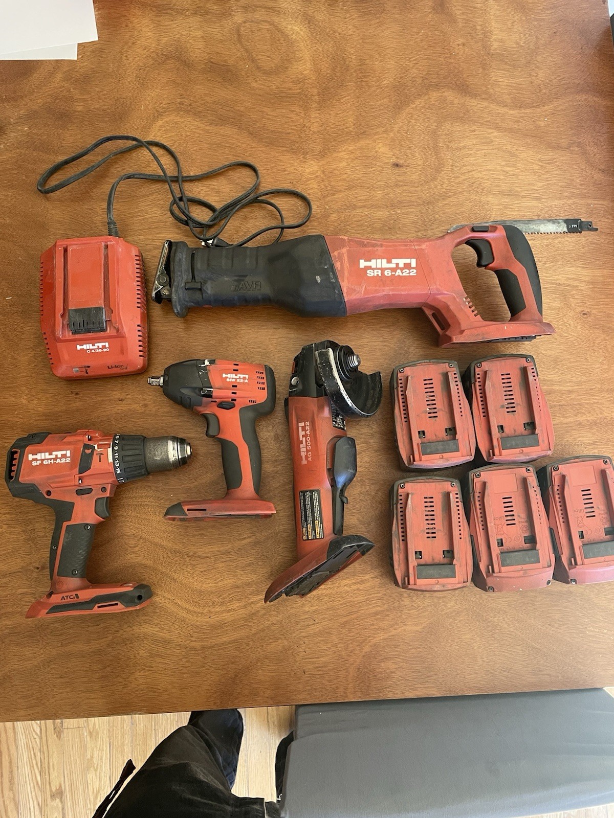 10 Pc Lot Of 4 HILTI Tools 5 Batteries And 1 Charger DRILL DRIVER