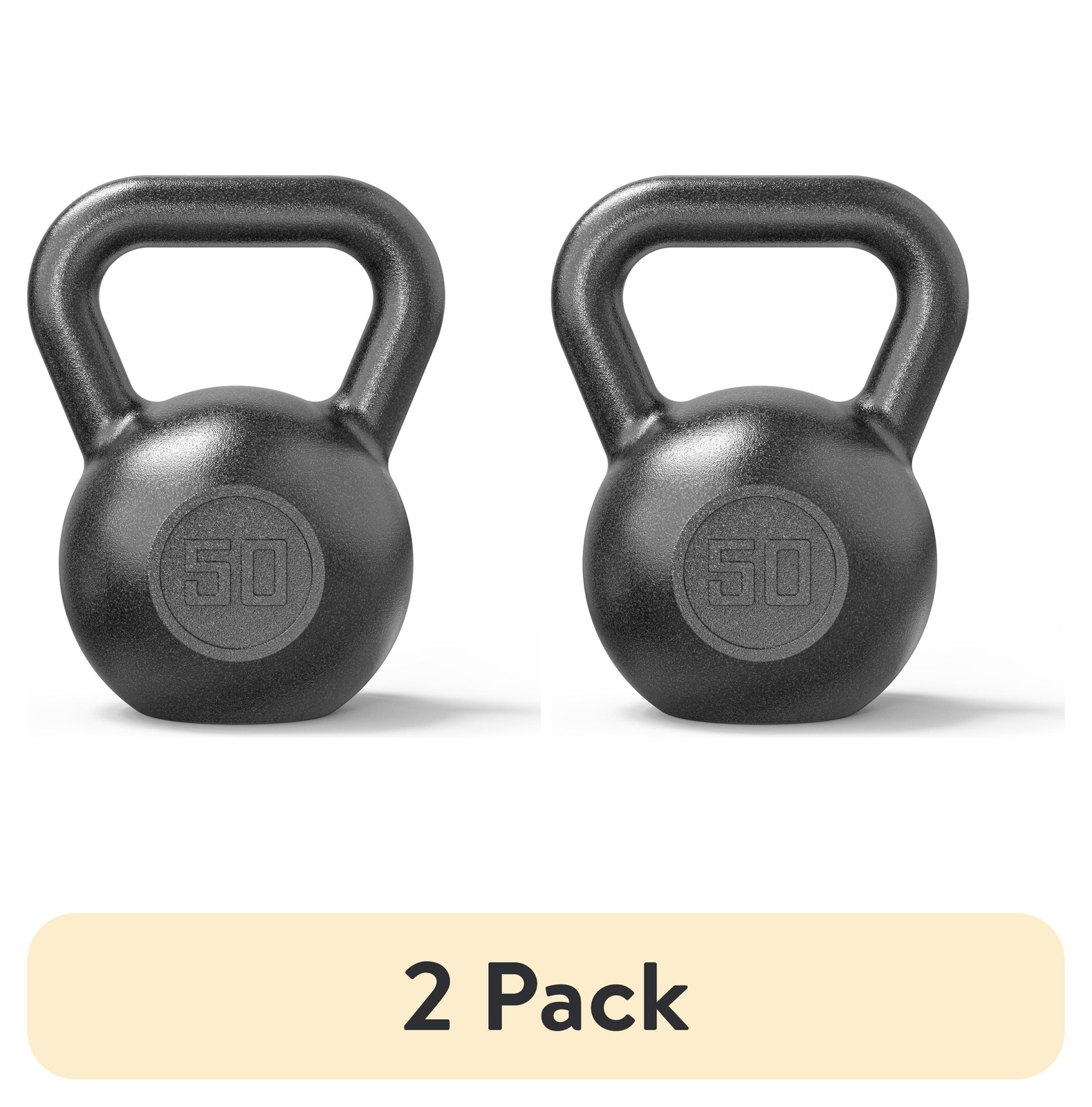50lb Kettlebell Casting Iron Durable Black Hammertone Finish Black