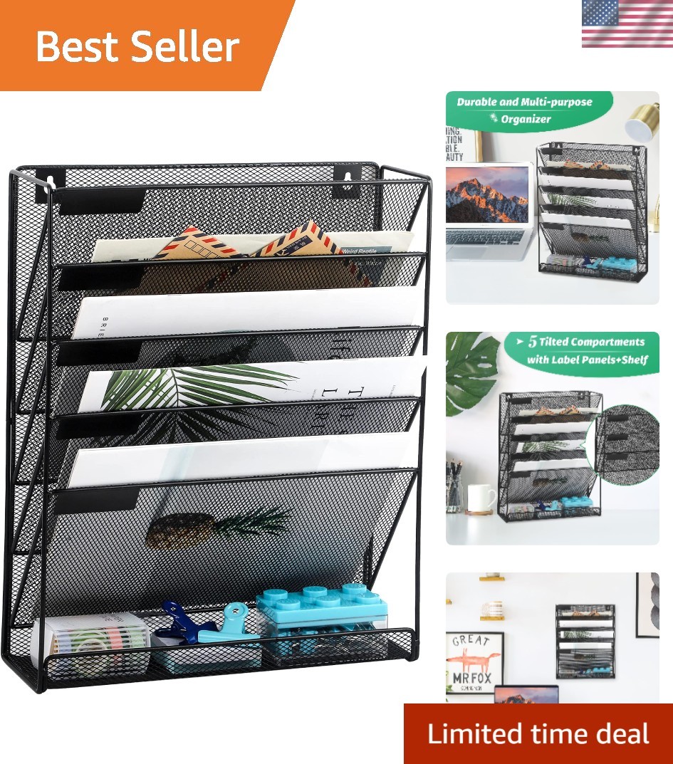 Desk File Organizer Mesh 6-Tier, Hanging Wall Mount Document Organization Sta...