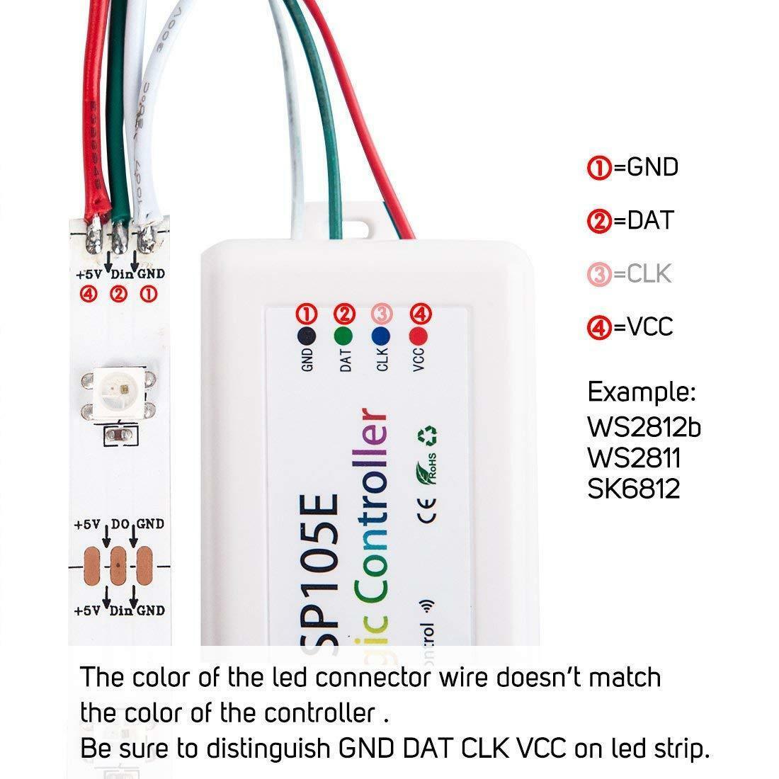 SP105E Controller DC5~24V Bluetooth APP Control WS2811 WS2812B APA102 LED Lights
