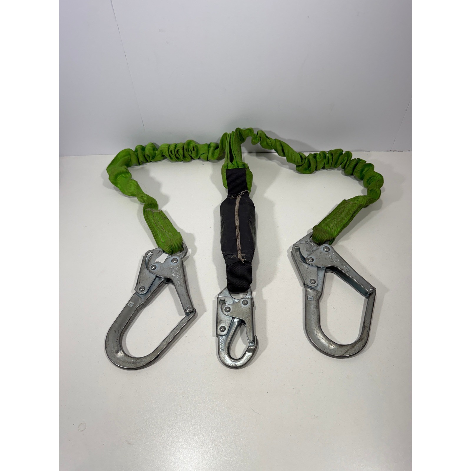 Miller Honeywell StretchStop Dual Arm Fall Protection Lanyard Rebar Hooks Green