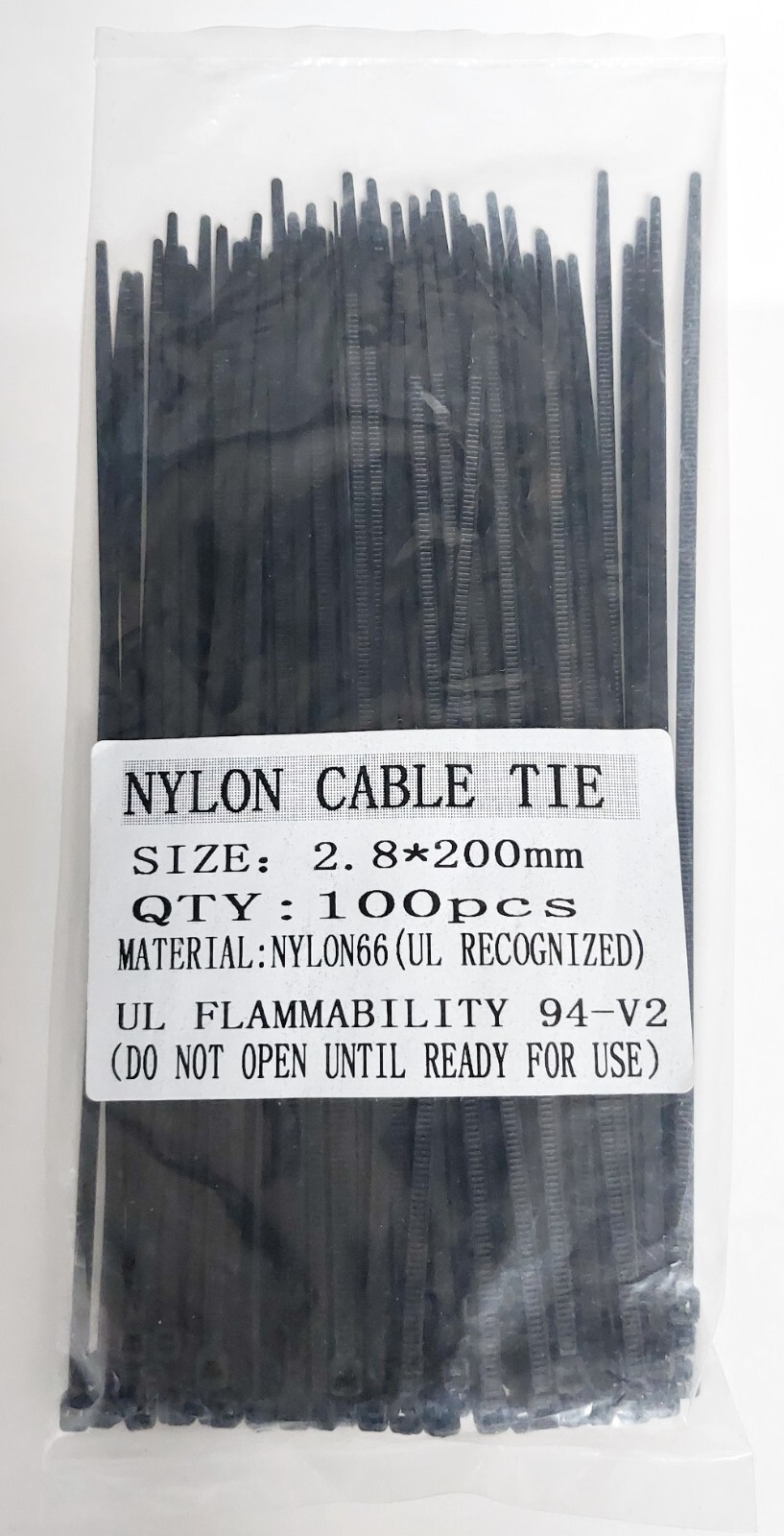 Nylone Cable Tie 8 inches 40 lbs, 100 pcs/pack, Black