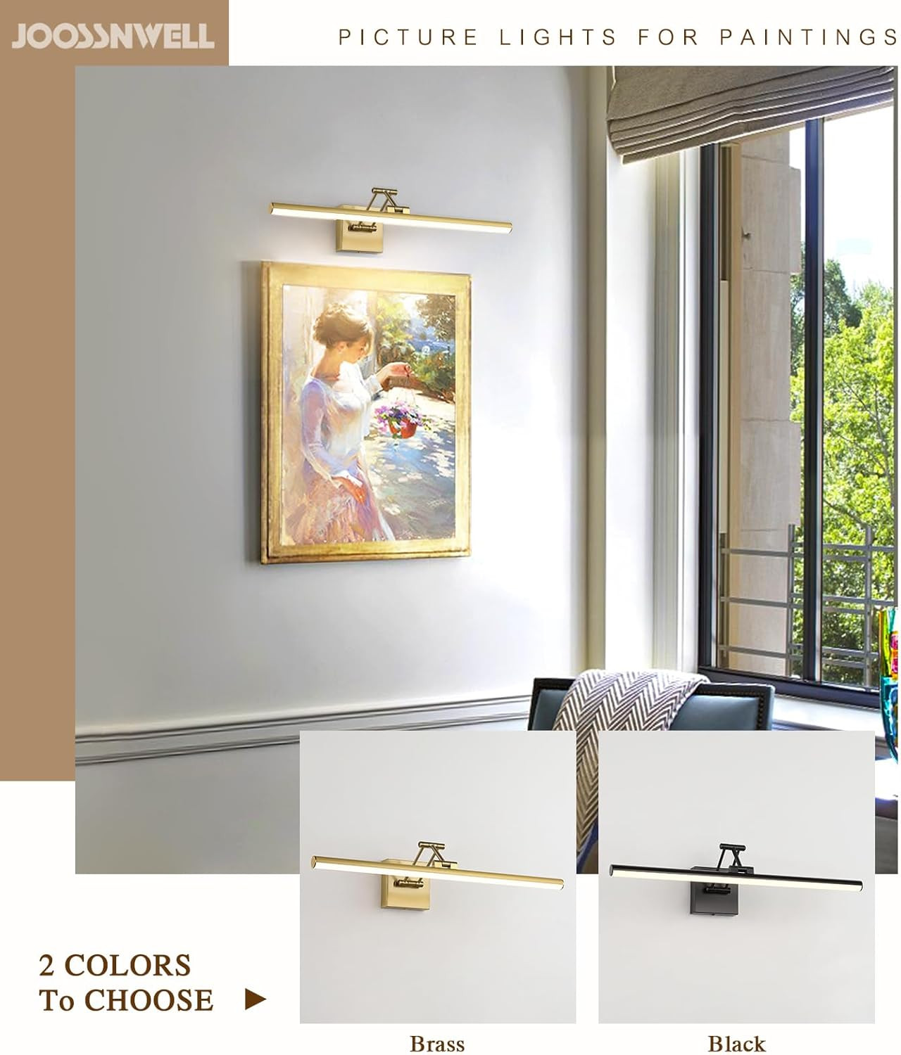 Hard-Wired Picture Light for Wall Brass Art Lighting Dimmable Gallery Light 23.6