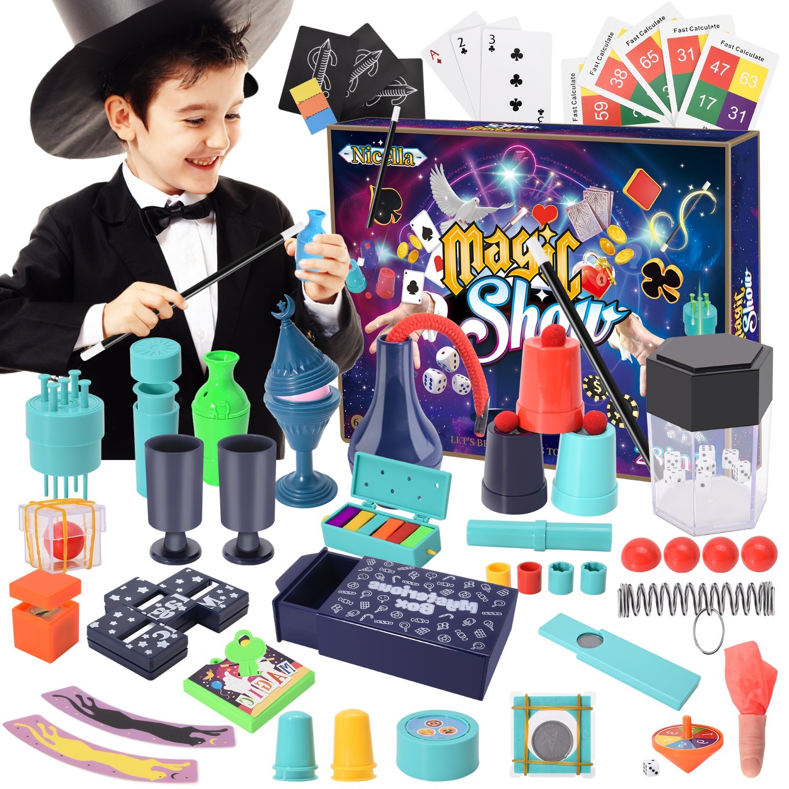 Nicella Magic Kit for Kids, 109+ Magic Tricks with Manual and Video Tutorials