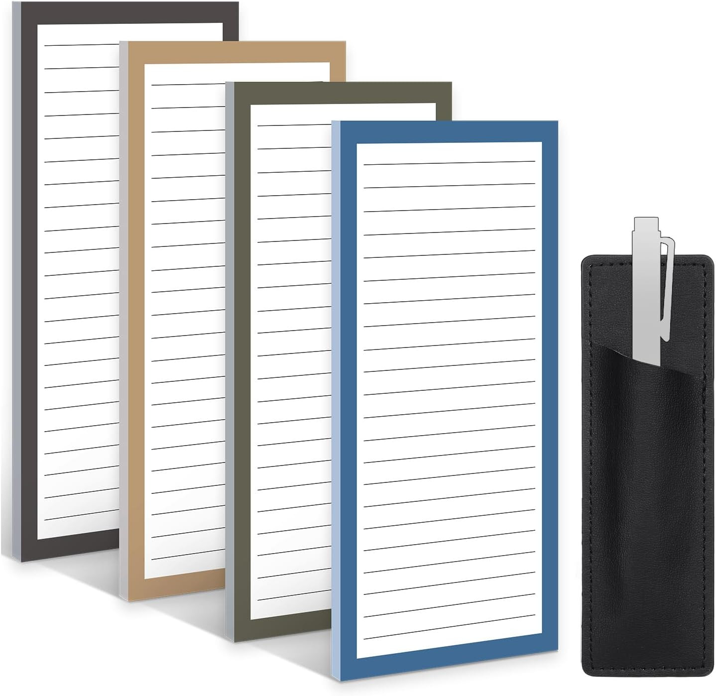 Thboxes 4 Pack 200 Sheets Magnetic Notepads for Fridge with Pen Holder | Full-Ba