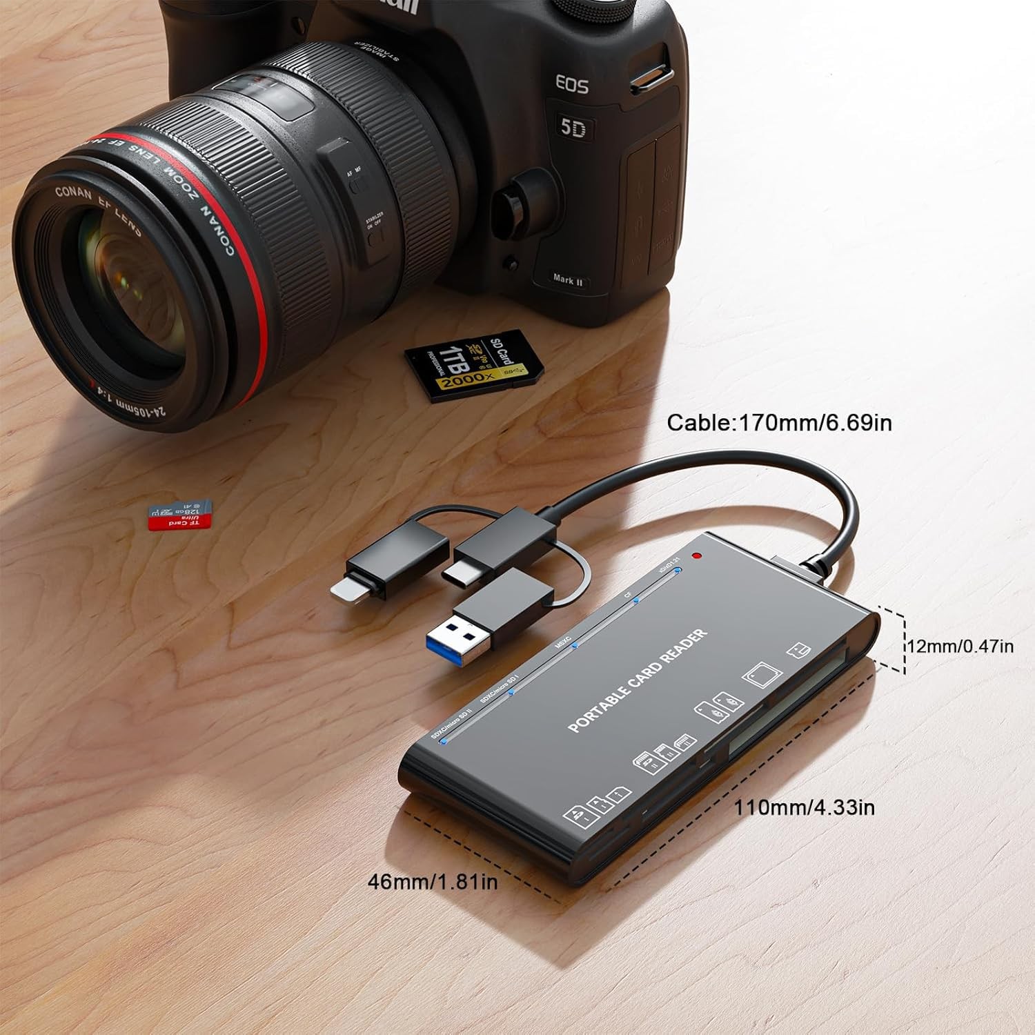 Memory Stick pro Duo Adapter Reader - 7-in-1 SD/Micro SD/TF/XD/CF/M Card Read...