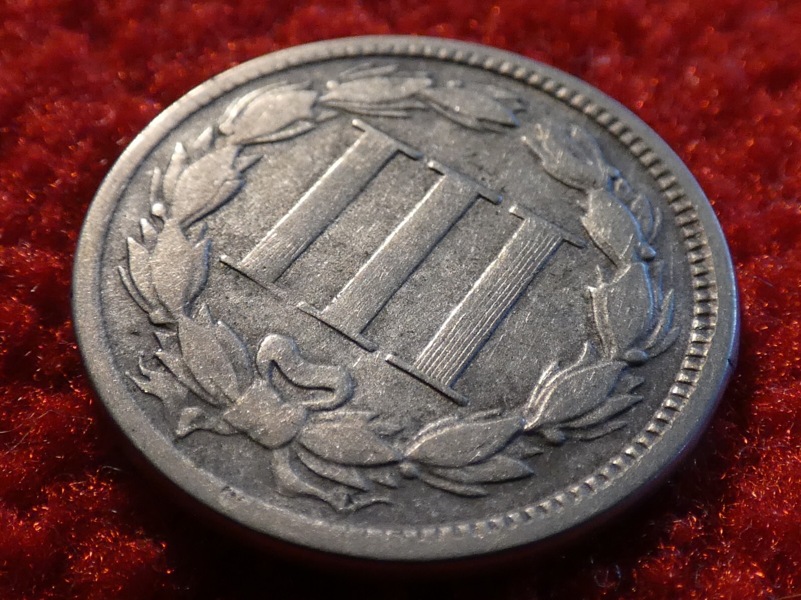 1866 Three Cent Nickel Detached Lamination Error! #3427