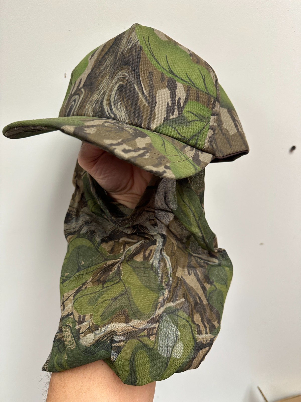 VTG Mossy Oak FULL FOLIAGE Snapback Hat WITH MASK Camo Cap USA Made WHITE TAG