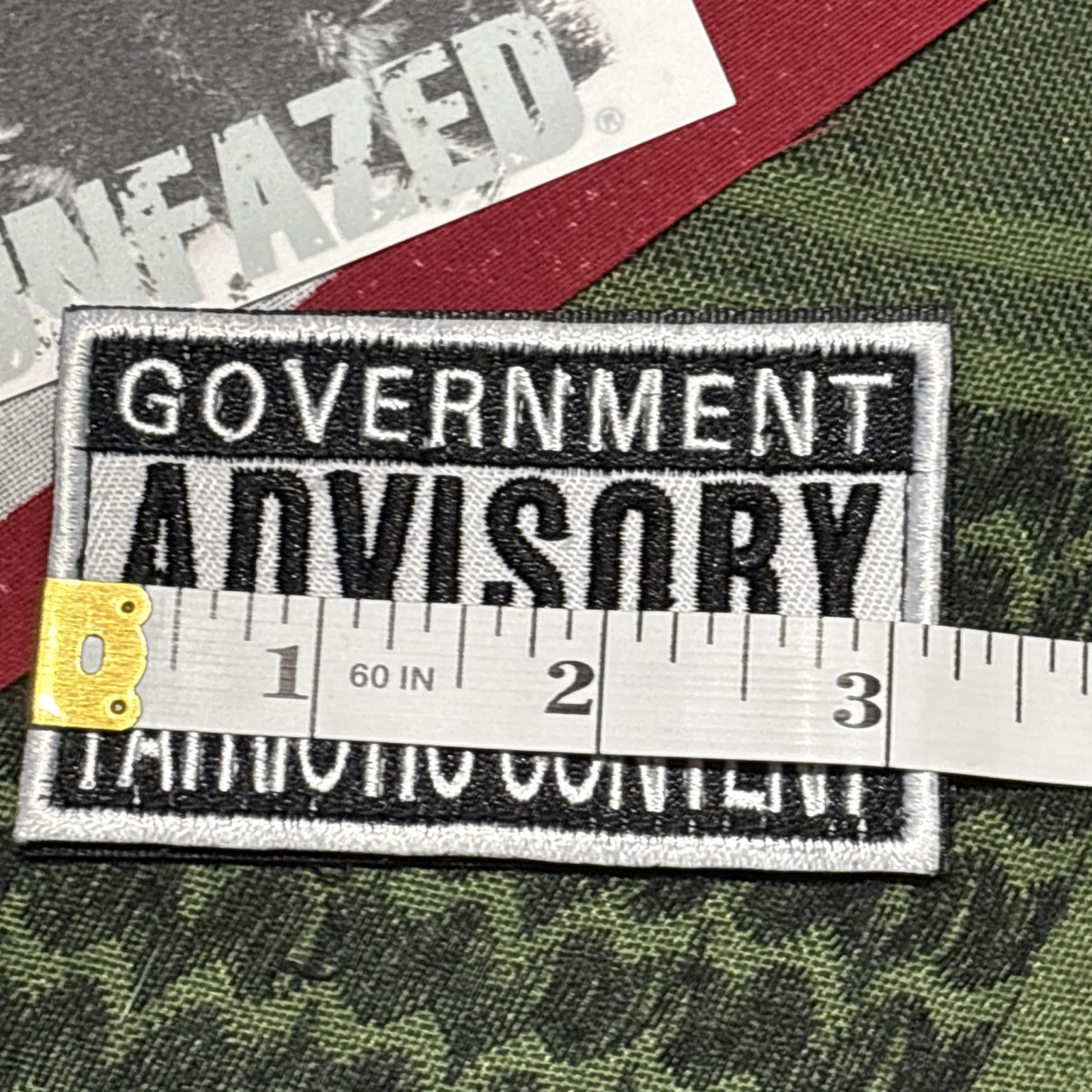 Patriotic Content Patch 3x2.5” Hook & loop High Quality Embroidery Grey