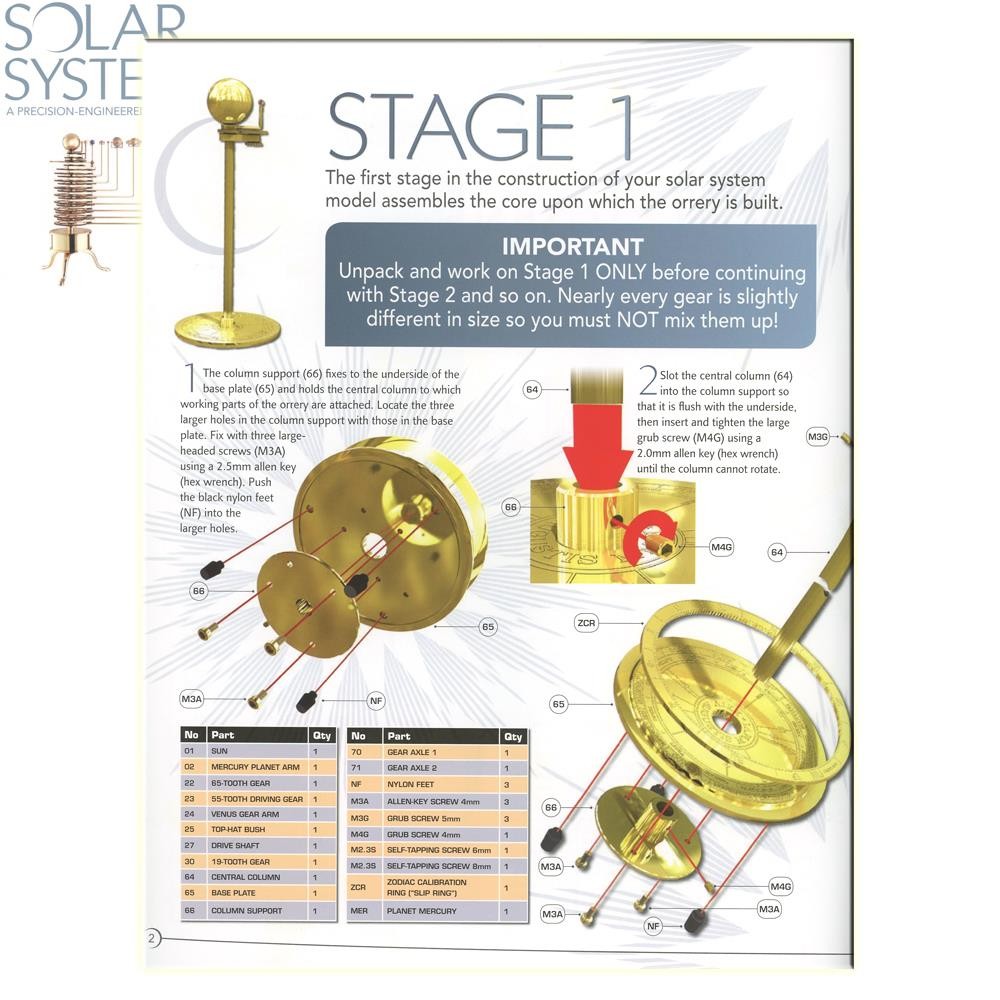 Build a Precision Solar System Eaglemoss Orrery Spare Parts Constructor's Manual