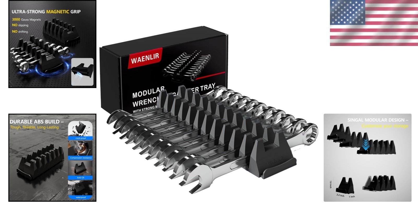 12PCS Magnetic Wrench Organizer Set - Customizable & Efficient Tool Storage