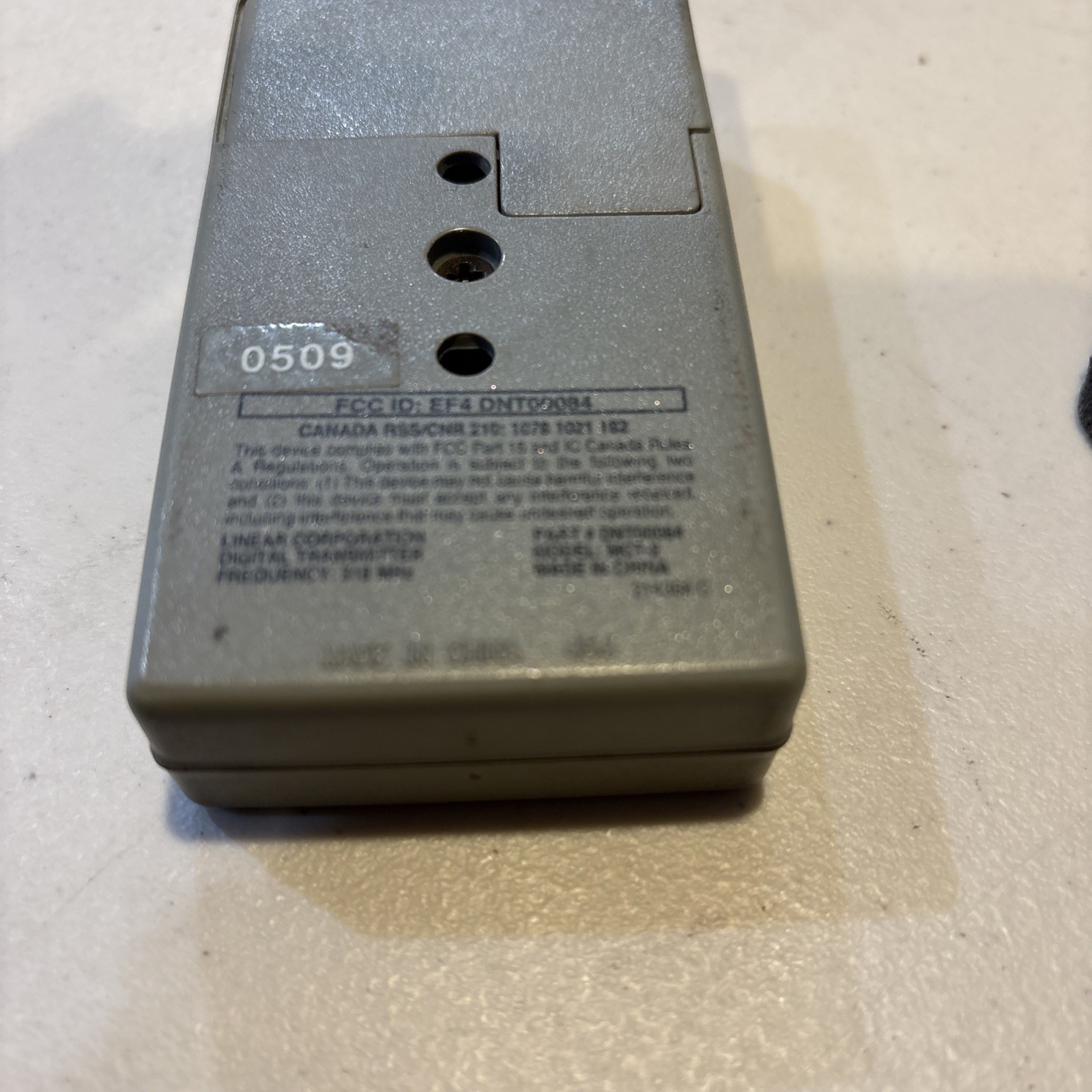 Vtg Linear Mega Code MCT-2 2-Ch Visor Remote DNT00084 Untested Ex (flat ship)