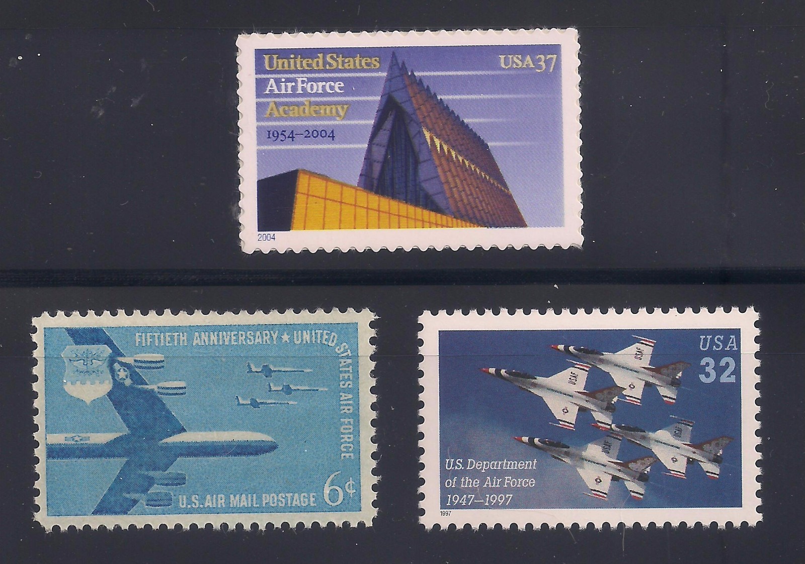 U.S. AIR FORCE + USAF ACADEMY - SET OF 3 U.S. POSTAGE  STAMPS - MINT CONDITION