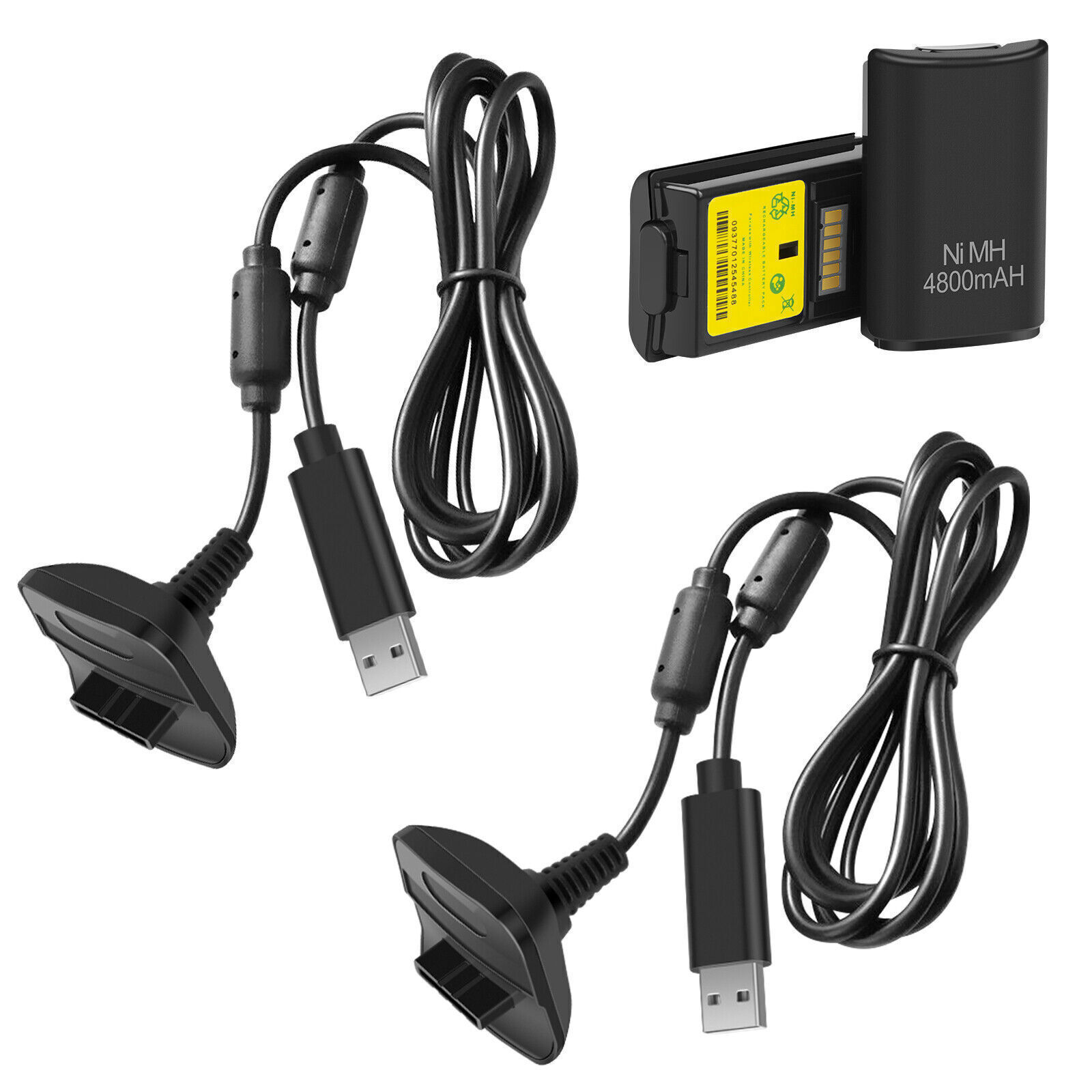 2 Battery Pack & Charger Dock For Microsoft Xbox 360 Wireless Controller Black