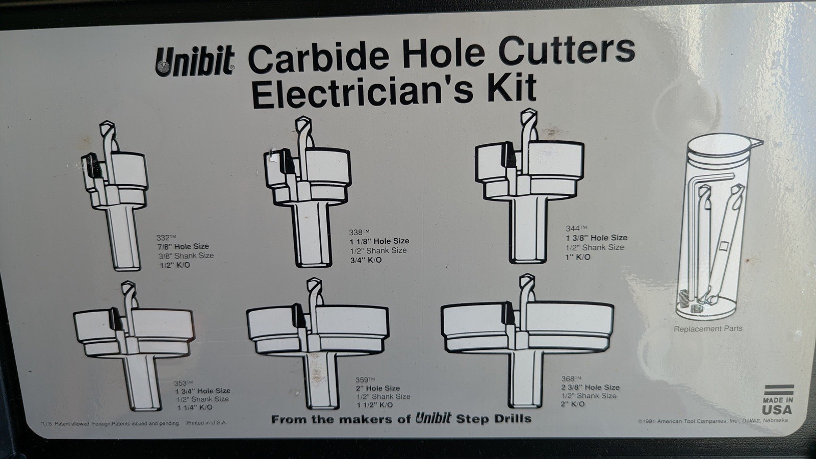 Unibit Carbide Hole Cutters (Electrical)