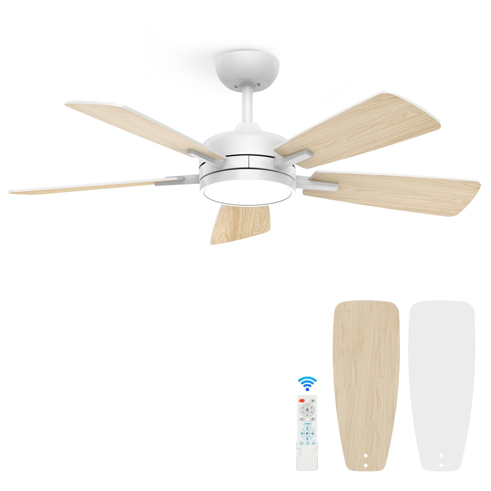 ocioc 46 Inch Ceiling Fan with Light, Large Air Volume Ceiling Fan with Night