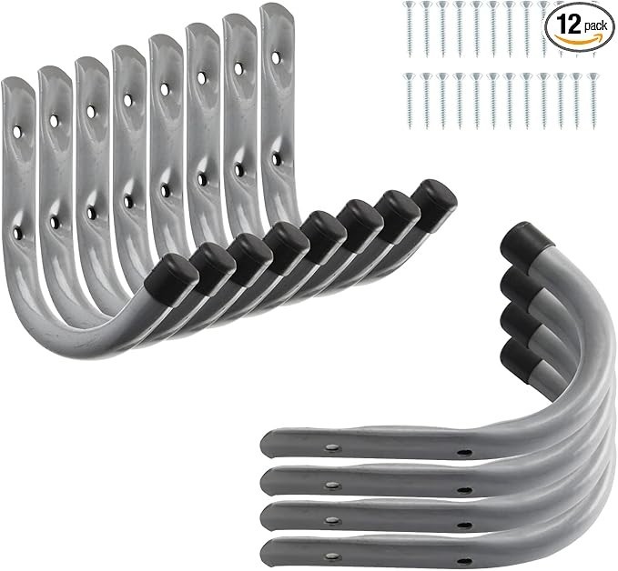 HOME MASTER HARDWARE 12 Pack Garage Storage Hooks 4 Inch J 12 Pack, Gray