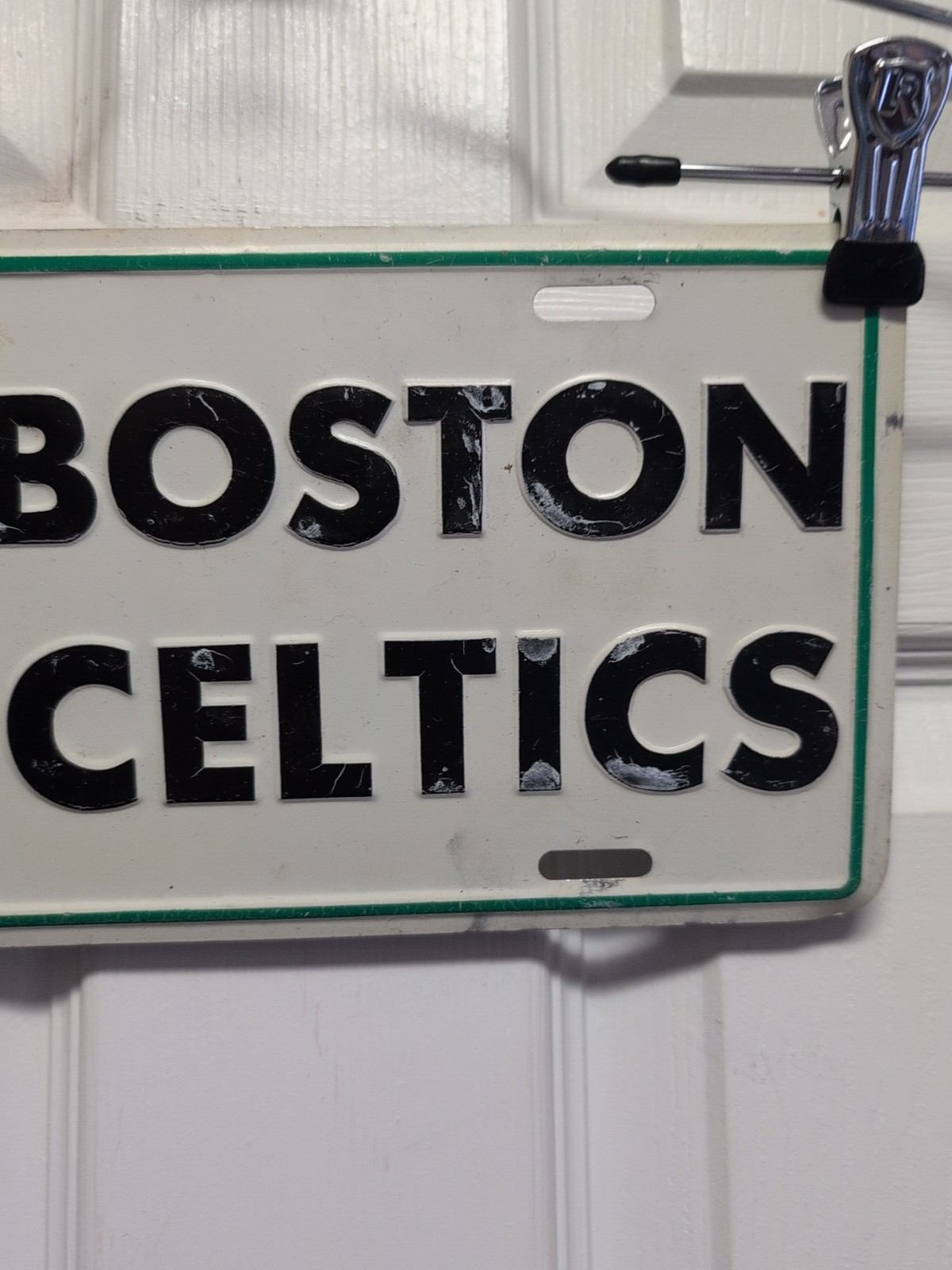 Boston Celtics License Plate Tag. Official Licensed. Some Paint Off